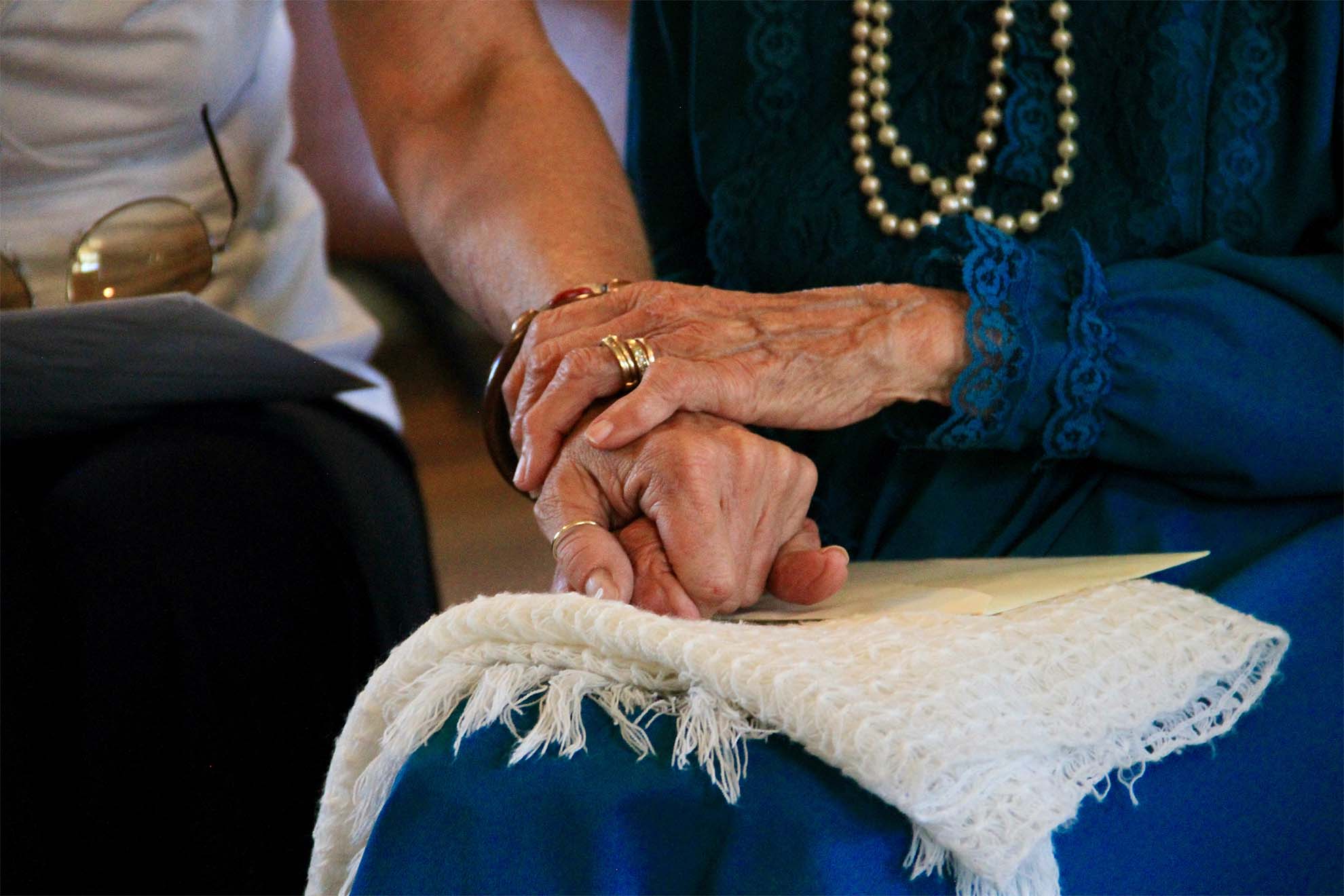 staff comforting resident